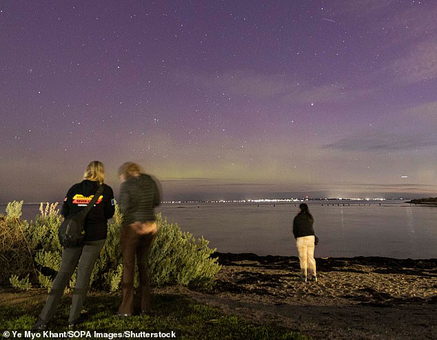 Wednesday and Thursday were both forecast to have the second-highest level of geomagnetic activity (pictured, the aurora at Werribee on Wednesday)