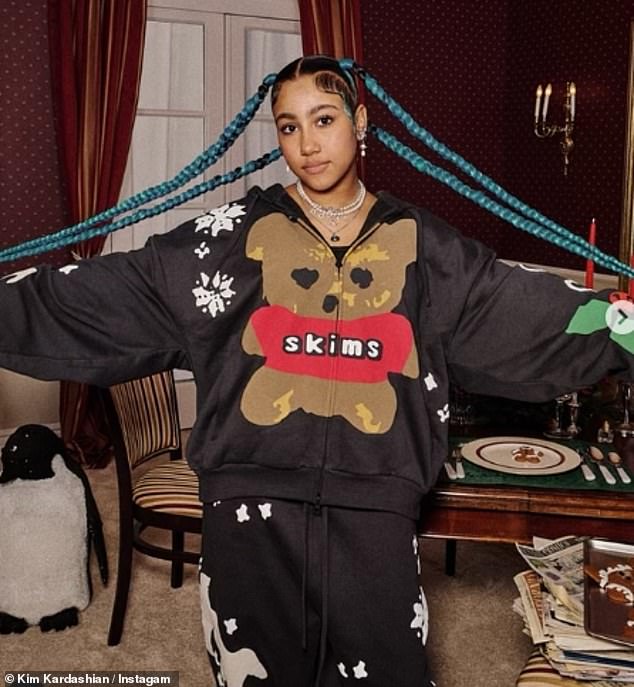Kim Kardashian has put one of her four children to work for her $5B company SKIMS. The 45-year-old diva from Calabasas cast her mini-me daughter North West, 12, in her new holiday SKIMS ads; the collection will be released on November 20