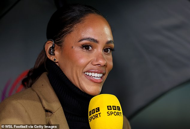 Former Lioness Alex Scott, 41, is reported to be worth an incredible £2million as of 2025 (pictured earlier this month)