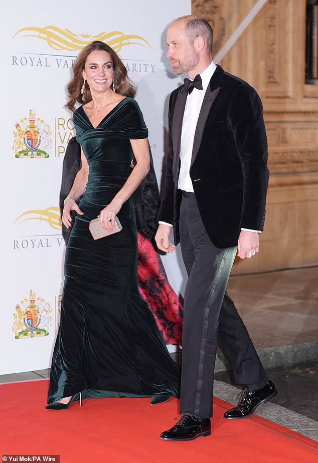 The Prince and Princess of Wales made a dazzling entrance tonight, which senior members of the Royal Family take turns to support