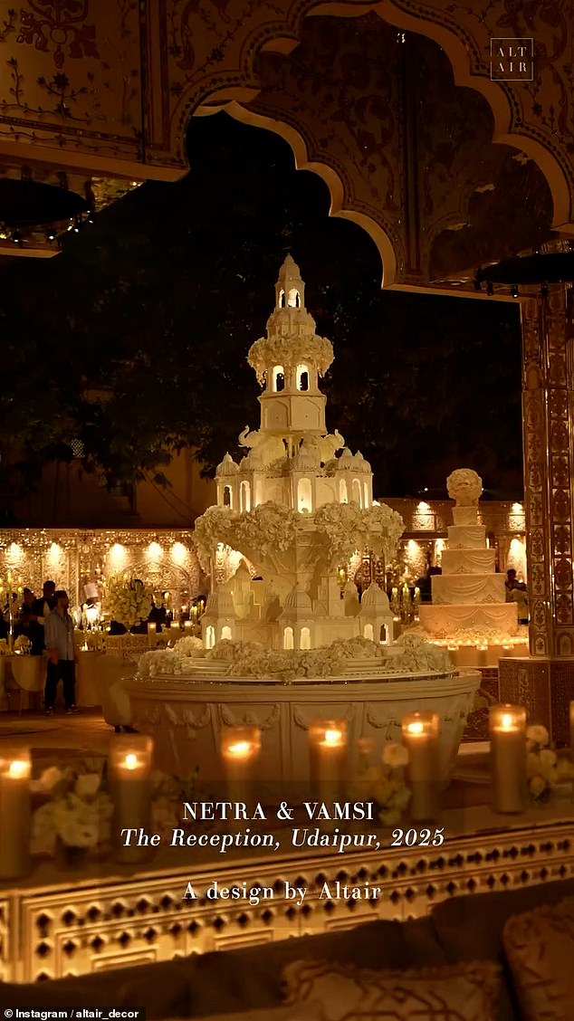 The wedding featured a lavish cake shaped like a palace