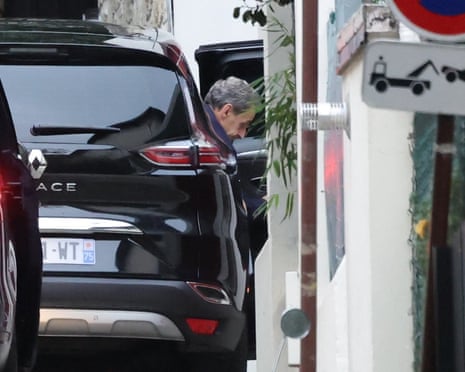 Former French president Nicolas Sarkozy arriving at his residence in Paris, France.
