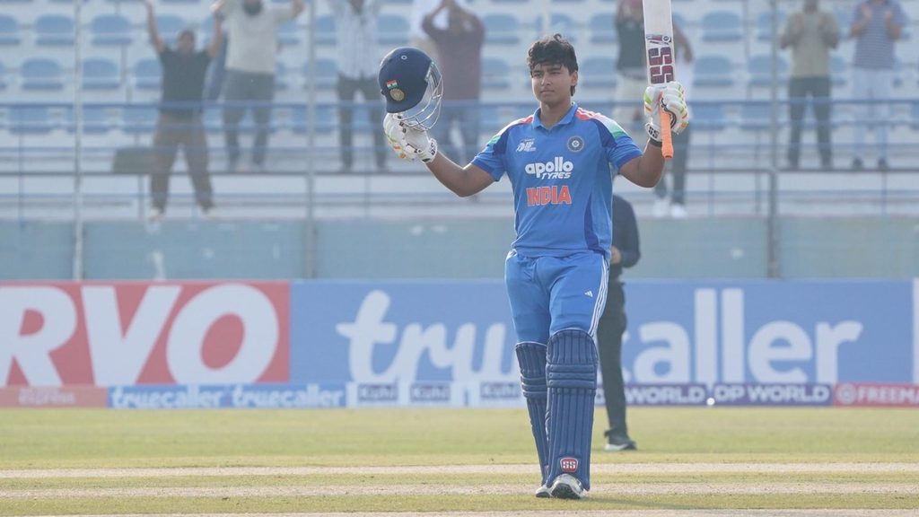 Vaibhav Suryavanshi celebrates rapid India A hundred