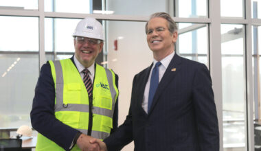 VAC Group Chief Executive Officer Erik Eschen, left, and Scott Bessent, the 79th Secretary of the Treasury of the United States, are seen at the facility on Friday morning.