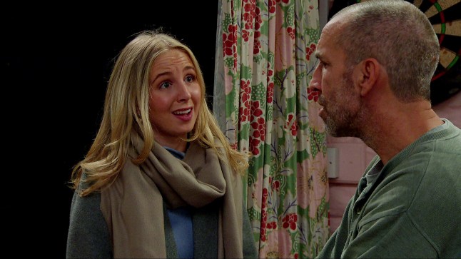 Belle speaks to Sam at Wishing Well in Emmerdale