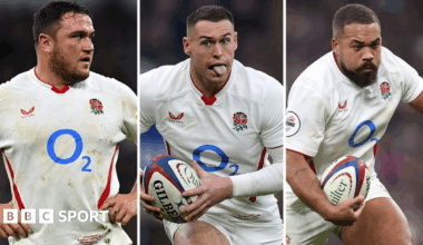 Jamie George, Tom Roebuck and Ollie Lawrence