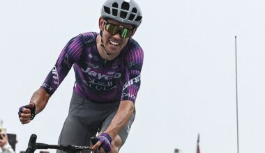 TOPSHOT - Team Jayco AlUla team's Australian rider Ben O'Connor cycles to the finish line to win the 18th stage of the 112th edition of the Tour de France cycling race, 171.5 km between Vif and Courchevel Col de la Loze, in the Alps, southeastern France, on July 24, 2025. (Photo by Anne-Christine POUJOULAT / AFP) (Photo by ANNE-CHRISTINE POUJOULAT/AFP via Getty Images)