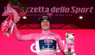 Giro d'Italia 2023: Remco Evenepoel celebrates holding the overall lead