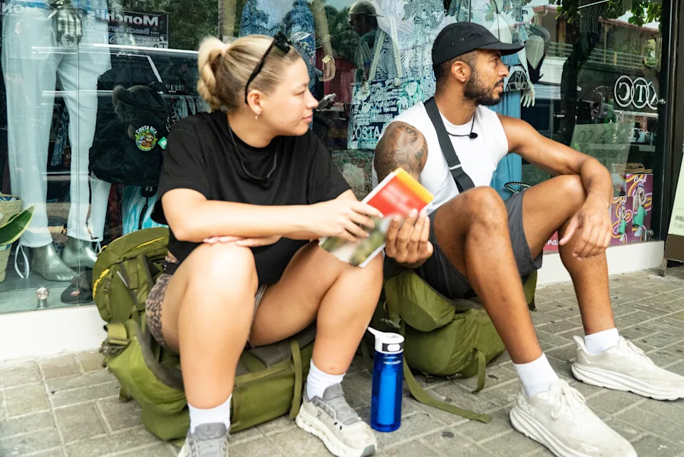 Molly Rainford and Tyler West wait on Celebrity Race Across the World