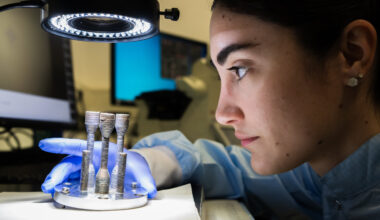 3D-printed space metal under microscope