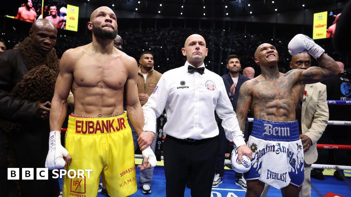 Conor Benn with his arms around his family smiles and poses for a picture after beating Chris Eubank Jr