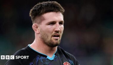 England flanker Tom Curry looks on during the autumn international win over Argentina