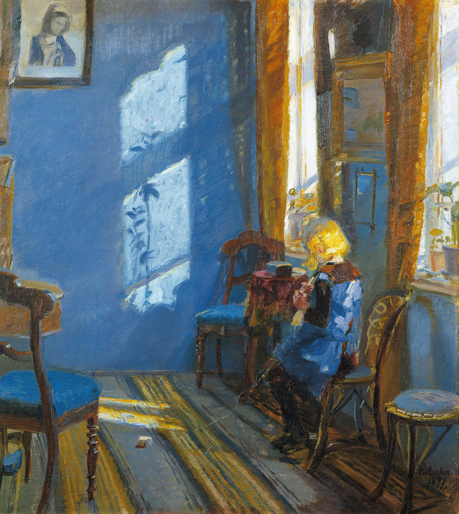 Ancher’s painting Sunlight in the Blue Room, from 1891