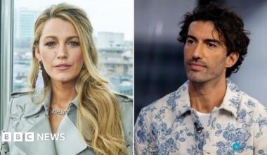A picture of Blake Lively alongside a picture of Justin Baldoni