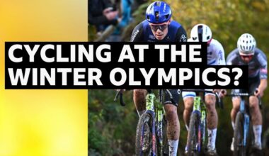 Cycling at the Winter Olympics? words imposed over Cyclocross competitors