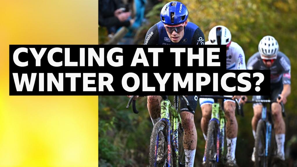 Cycling at the Winter Olympics? words imposed over Cyclocross competitors