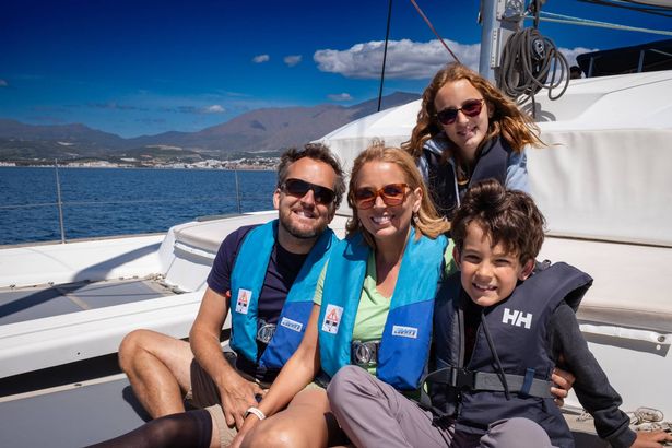 asmine Harman with family, husband Jon and children Joy and Albion.