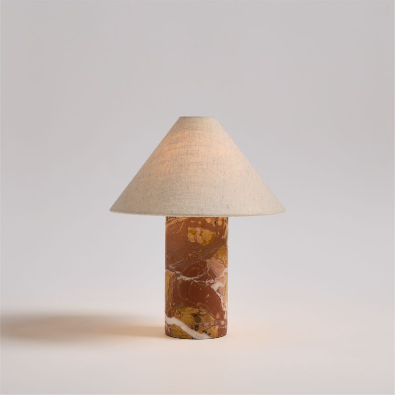 Chez Red Marble Mini Table Lamp With Fabric Shade 14"