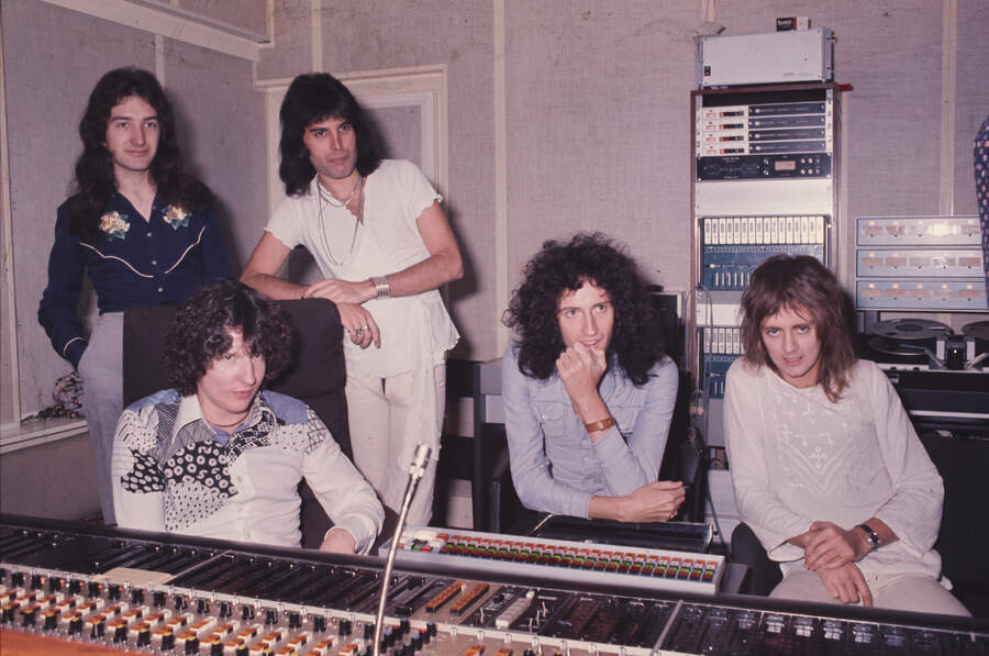 Queen at Scorpio Sound (one of several studios they used for recording A Night At The Opera)