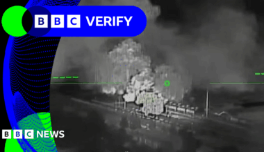 BBC Verify Live: Drone footage shows moment of strike on oil depot in occupied Crimea