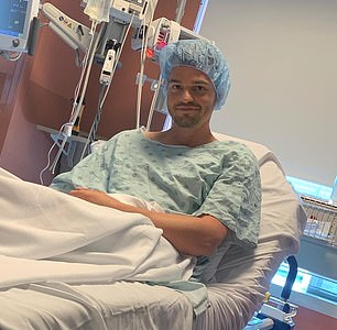 Mancini is pictured before having surgery to remove his colon tumor