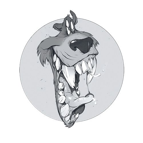 A character art sketch in black and white