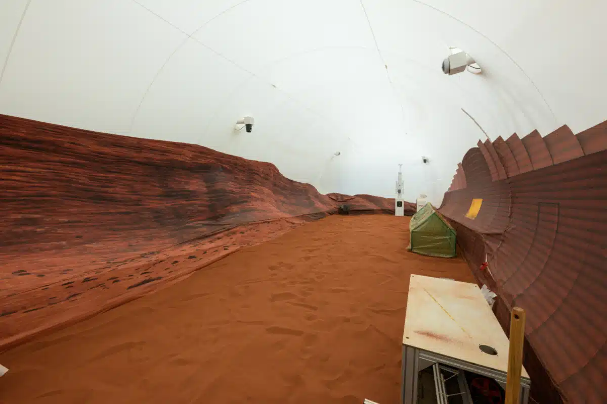 A Glimpse Inside The Sandbox Area Of The Crew Health And Performance Analog, Where Research Volunteers Engage In Simulated Mars Surface Walks.