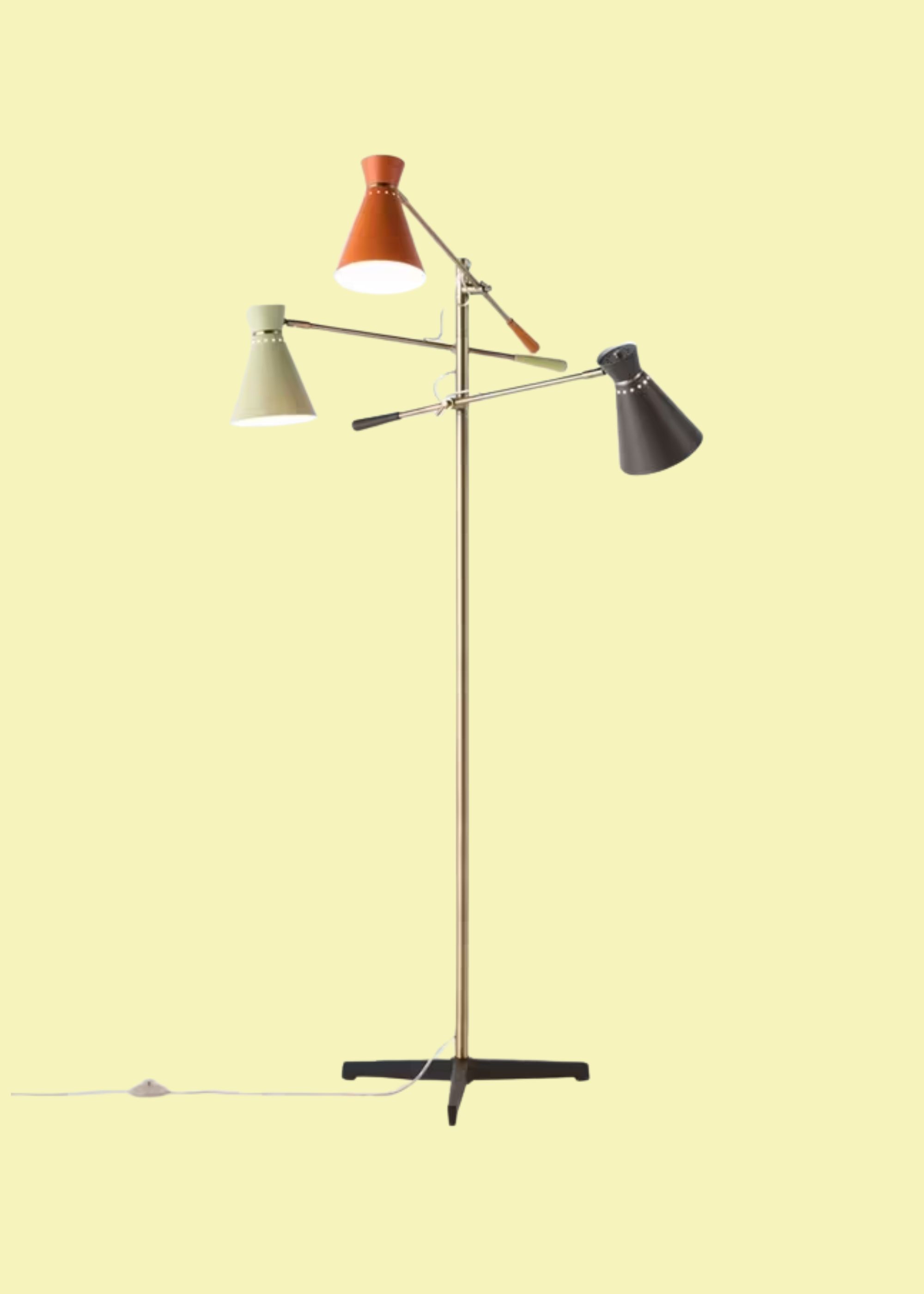 John Lewis, Bauhaus Adjustable 3-Arm Floor Lamp, Multi