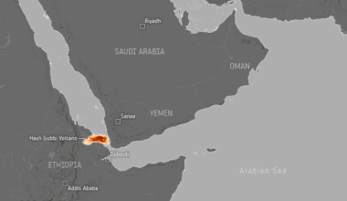 The Hayli Gubbi volcano in northeast Ethiopia, dormant for up to 12 000 years, erupted on 23 November 2025, sending a large plume of ash and sulphur dioxide into the atmosphere. Copernicus Sentinel-5P captured the spread of the sulphur dioxide.