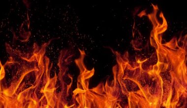 Illustration of flames over a black background