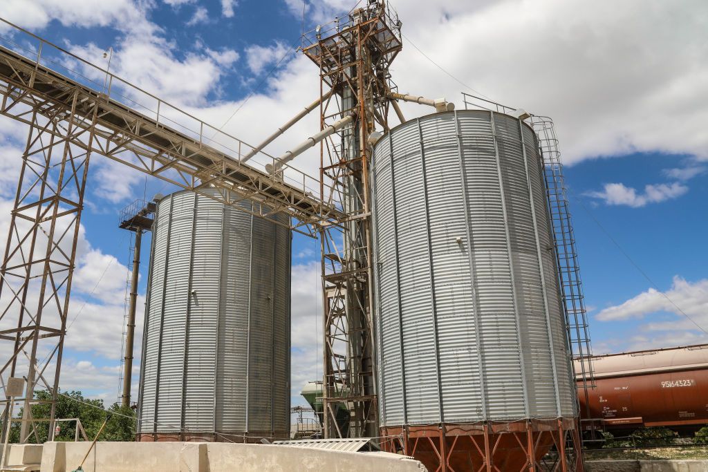 In an aerial view, destroyed apartment buildings remain in a residential district hit by Russian shelling in front of abandoned spoil tips on August 31, 2025 in Pokrovsk, Ukraine. (Taras Ibragimov/Suspilne Ukraine/JSC "UA:PBC"/Global Images Ukraine via Getty Images)