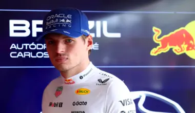 SAO PAULO, BRAZIL - NOVEMBER 08: Sixteenth placed qualifier Max Verstappen of the Netherlands and