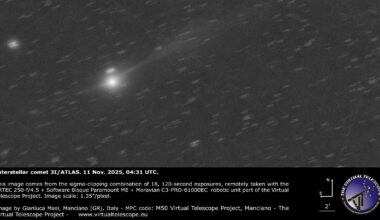 Watch interstellar comet 3I/ATLAS speed away from the sun in free telescope livestream on Nov. 16