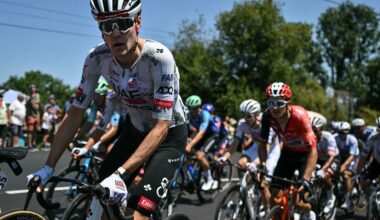 UAE Team Emirate - XRG team's French rider Pavel Sivakov cycles in the ascent of Cote de Labatmale during the 12th stage of the 112th edition of the Tour de France cycling race, 180.6 km between Auch and Hautacam, in the Pyrenees mountains of southwestern France, on July 17, 2025. (Photo by Marco BERTORELLO / AFP)