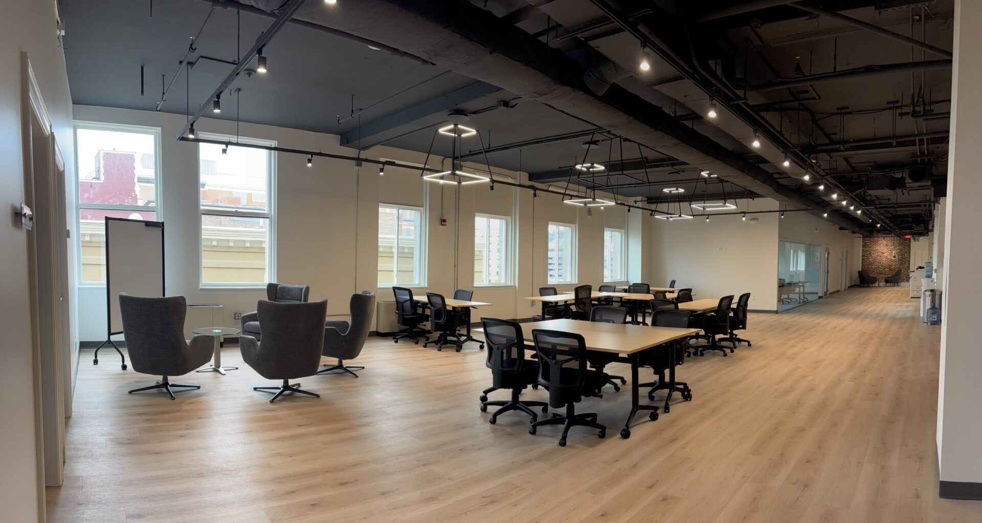An open floor office space