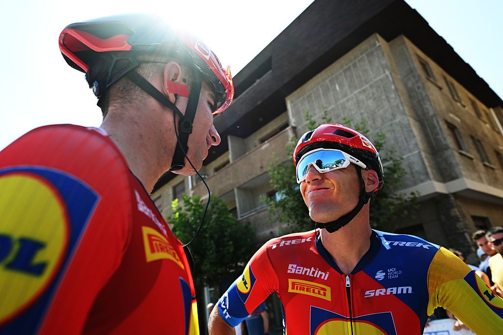GETXO - BILBAO, SPAIN - AUGUST 03: Aleix Espargaro of Spain and Team Lidl - Trek reacts after the 80th Circuito de Getxo - Memorial Hermanos Otxoa 2025 a 172.2km one day race from Bilbao to Getxo on August 03, 2025 in Getxo - Bilbao, Spain. (Photo by Antonio Baixauli/Getty Images)