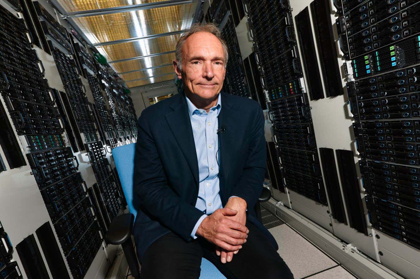 Portrait of Sir Tim Berners-Lee in a rack of the CERN Computer Centre Date: 11-03-2019