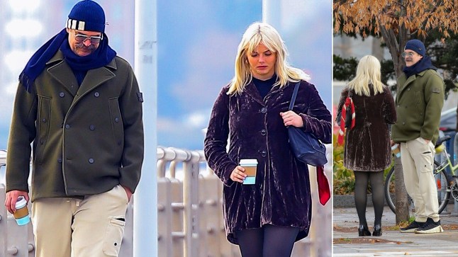 BGUK_3424761 - *PREMIUM-EXCLUSIVE* New York, NY *MUST CALL FOR PRICING BEFORE USAGE* **WEB EMBARGO STRICTLY NO ONLINE USE BEFORE 23:15PM UK TIME ON 22/11/2025** 'Stranger Things' star David Harbour seen in New York City enjoying a walk and coffee with model Morgan Cozzi. The outing came amid speculation surrounding his relationship with Lily Allen, whose new album "West End Girl" includes lyrics that hint at infidelity and betrayal during their marriage. Pictured: David Harbour - Morgan Cozzi BACKGRID UK 21 NOVEMBER 2025 BYLINE MUST READ: Ulices Ramales / BACKGRID UK: +44 208 344 2007 / uksales@backgrid.com USA: +1 310 798 9111 / usasales@backgrid.com *Pictures Containing Children Please Pixelate Face Prior To Publication*