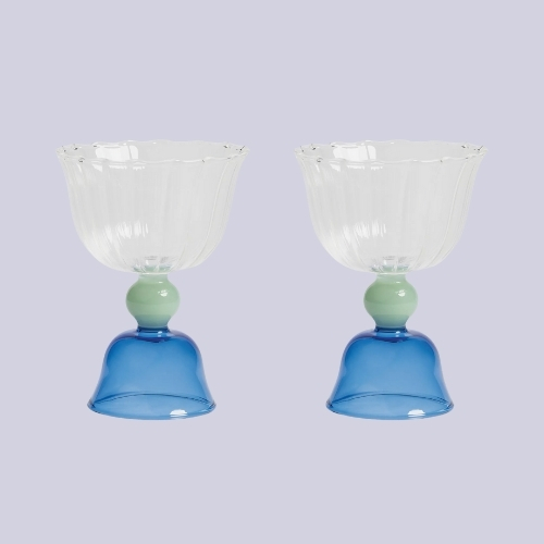 &amp;Klevering, Tulip Blue Glasses Set of Two