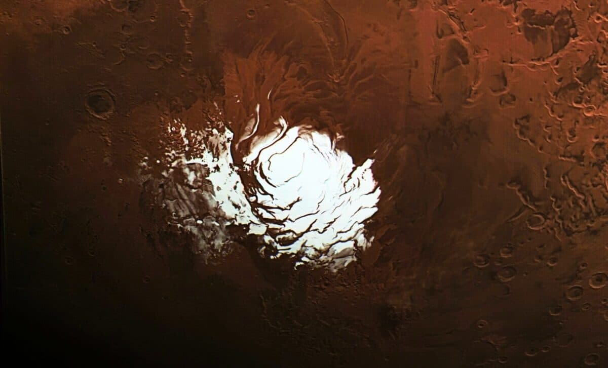 The European Space Agency’s Mars Express Orbiter Captured This View Of Mars’ South Polar Ice Cap Feb. 25, 2015