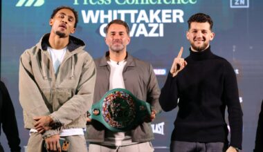Ben Whittaker standing side by side with Benjamin Gavazi ahead of Saturday's fight