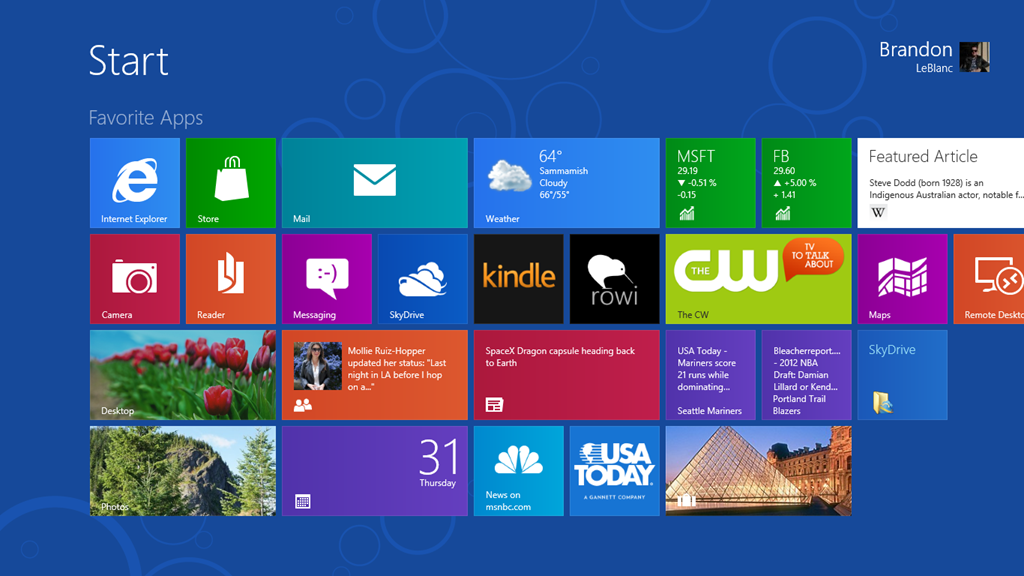 Windows 8 start menu