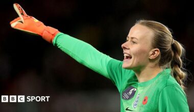 Hannah Hampton playing for England in October