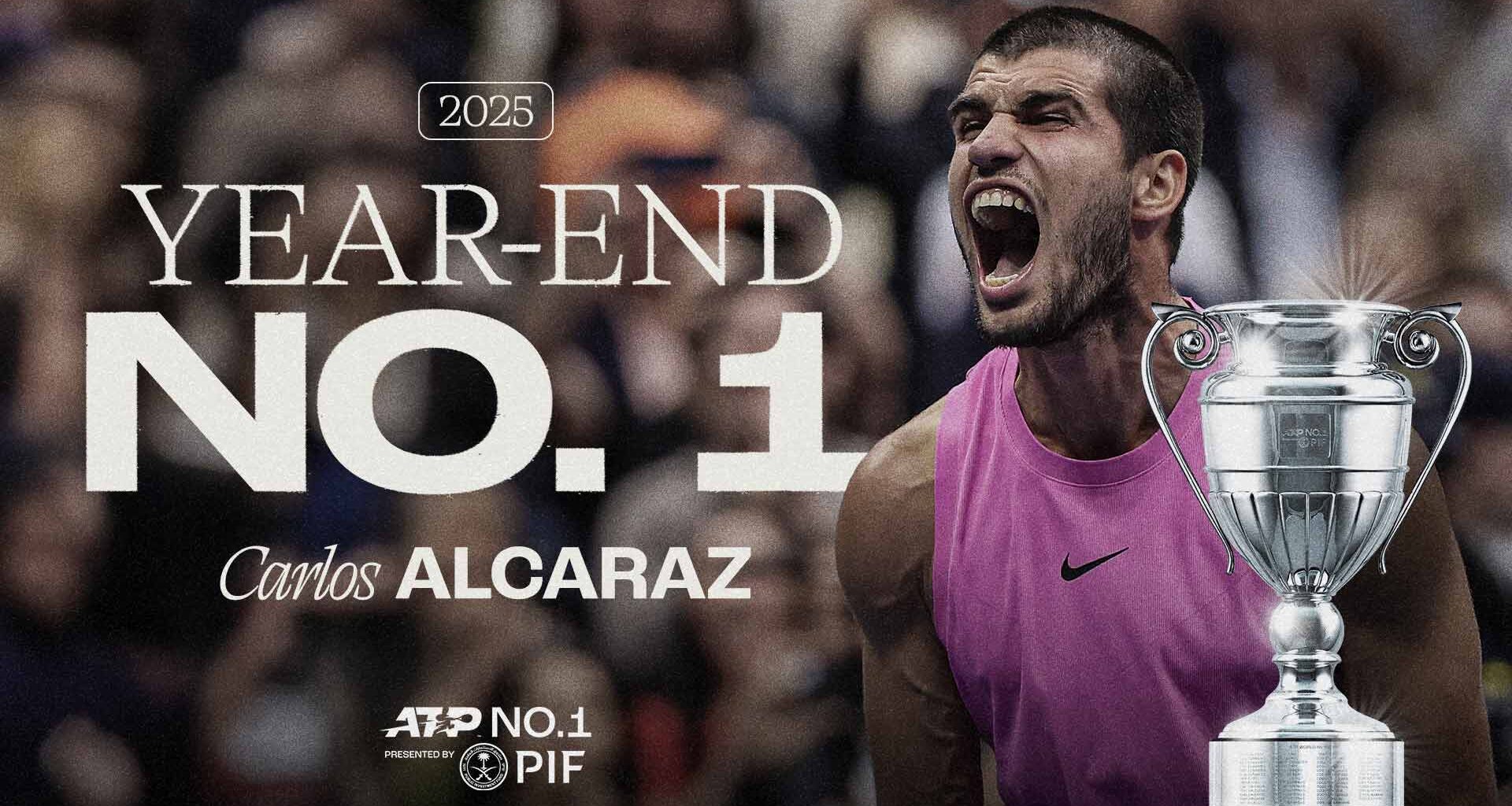 Carlos Alcaraz earns ATP Year-End No. 1 presented by PIF honours for the second time.