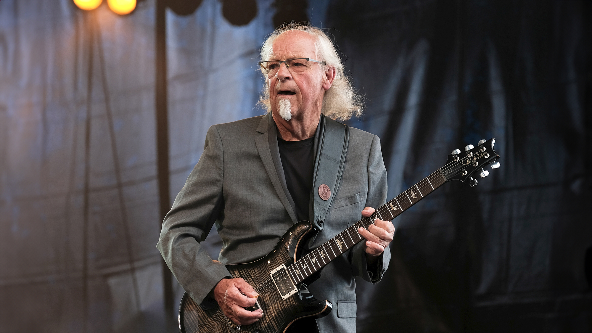 Martin Lancelot Barre, English rock musician and guitarist best known for being with progressive rock band Jethro Tull performs with Martin Barre Band during the Fairport Convention's 40th anniversary at Cropredy Festival in Banbury, 2019