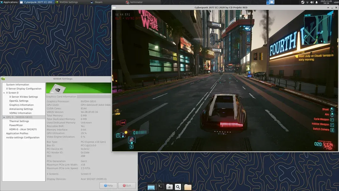 DGX Spark running Cyberpunk 2077