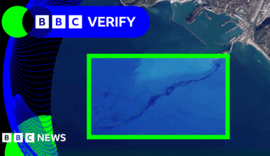 BBC Verify Live: Satellite image appears to show oil spill after Russian port attacked