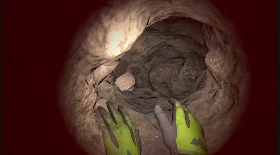 The game’s graphics tighten into a red vignette in tight squeezes, mimicking rising pressure, reduced oxygen and the strain of struggling to breathe Cave Rave Nutty putty