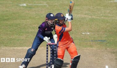 Phebe Molkenboer of the Netherlands bats against Scotland