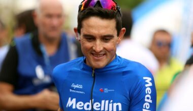 VILLA-SAN-AGUSTIN, ARGENTINA - JANUARY 29: Start / Oscar M. Sevilla of Spain and Team Medellin / Team Presentation / during the 38th Vuelta a San Juan International 2020, Stage 4 a 185,8km stage from San Jos&eacute; de J&aacute;chal to Valle F&eacute;rtil - Villa San Agust&iacute;n 894m / @vueltasanjuanok / #VueltaSJ / on January 29, 2020 in Villa San Agust&iacute;n, Argentina. (Photo by Maximiliano Blanco/Getty Images)